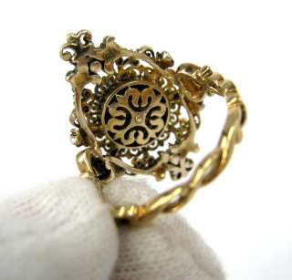 Antique Georgian 2.5ct Rose Cut & 0.50ct Diamond Silver & Gold Ring 