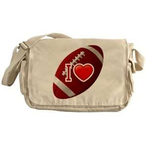  Khaki Messenger Bag I Love Football 