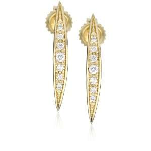  Mizuki 14k Gold and Diamond Curved Icicle Post Earrings Jewelry
