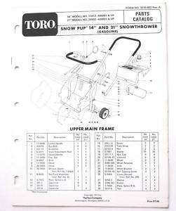Toro Snow Pup 14 & 21 Snowthrower Parts Manual (Gas)  