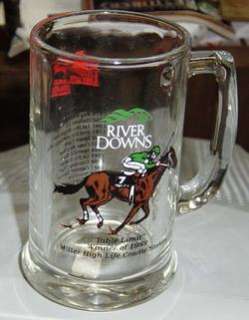 RIVER DOWNS 1989 CRADLE STAKES HORSE RACING GLASS MUG  