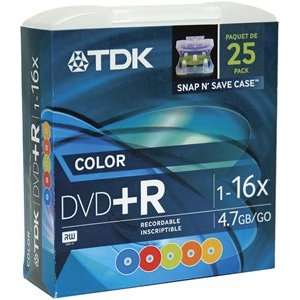  Tdk DVD+R47FF25MC Snap & Save DVD+R (Colors; 25 pk 