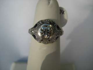 VINTAGE OLD EUROPEAN CUT DIAMOND RING WITH SAPPHIRE ACCENTS  