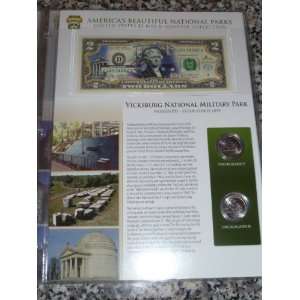   Park Commemorative $2.00 Us Bill and Quarter Coin Set 