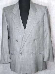 HUGO BOSS Gray Dbl Breasted Cashmere Wool Blazer 40S  