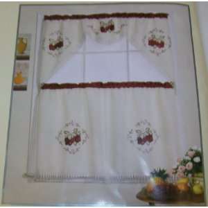   Apple Jubilee Elegant Embroidered Kitchen Curtain Set 