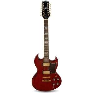  12 tr 12 string Electric Guitar, Transparent Red Musical Instruments
