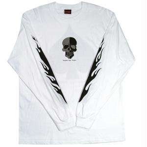  Mens, L/S T Shirt, SpadeSkull, White/Black/Gunmetal, XL 