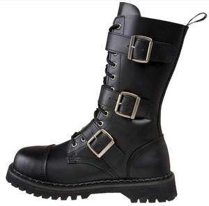   RIOT 12 BLACK LEATHER COMBAT MOTORCYCLE BOOTS WITH BUCKLES NEW  