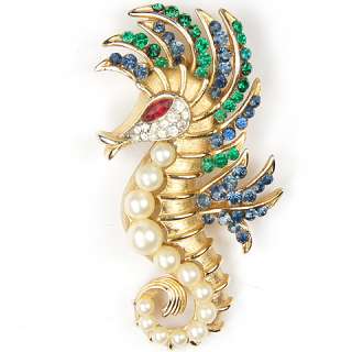 Trifari Alfred Philippe Gold Ruby Sapphire Emeralds and Pearls 