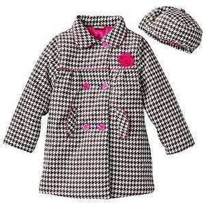 Al & Ray Houndstooth Coat & Hat Set Size 4 5/6 6x Brown and Pink 