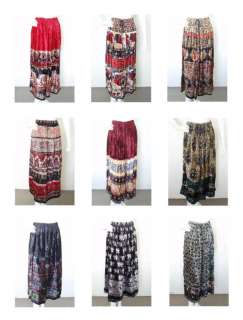 Boho Hippie Gypsy Pleasant Print Velvet Skirt w/Mirrors  