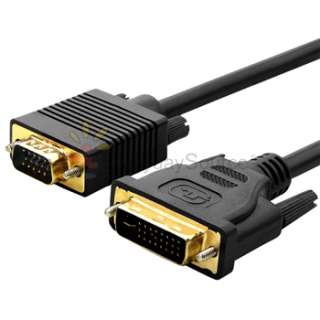 10Ft 3m Premuim DVI I Duel Link to VGA 15 Pin Male/Male Video Cable 