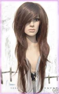 Charming light brown long womens synthetic hair wig+wig cap  