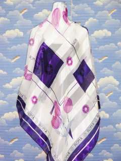 New Large Floral Purple Silk Scarf Shawl Wrap s598  