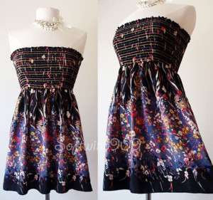 NEW Multi Color Floral Print Tube Strapless Mini Dress  