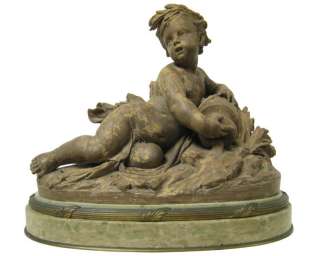 Henry Dasson Antique Terracotta Putto Sculpture  