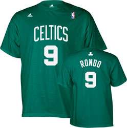 Rajon Rondo Adidas Name and Number Boston Celtics T Shirt 