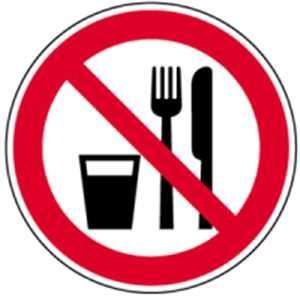 Aufkleber Verbotsschild Essen und Trinken verboten 20cm Ø Folie 