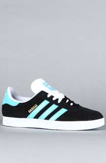 adidas The Gazelle 2 Suede Sneaker in Black Super Cyan White 