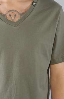 LRG Core Collection The Back To Basics Regular VNeck Tee in Olive Drab 