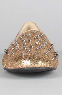 Senso Diffusion The Esta Flat in Gold Glitter and Black Stud 