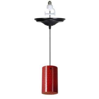Antique Bronze Finish with Red Cylinder Glass Instant Pendant Light 