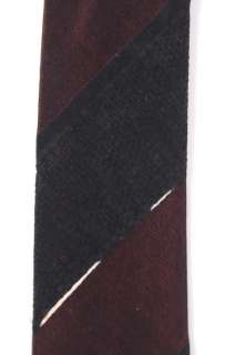 Unique 1950s mens tie. Dark stripes, 100% silk, made in France, slim 