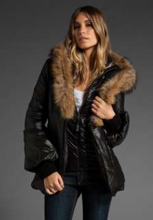 MACKAGE Peaches Puffy Jacket with Fur Hoodie in Black at Revolve 