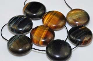 14mm BLUE GOLD TIGER EYE Puffy Coin Beads G0184  
