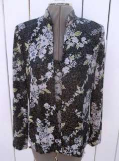 ALEX EVENINGS SPARKLE Twin Set JACKET & SHELL GLITTERY FLORAL S 