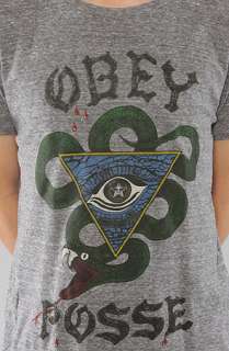 Obey The Poison Posse Reverse Burnout TriBlend Tee in Heather Grey 