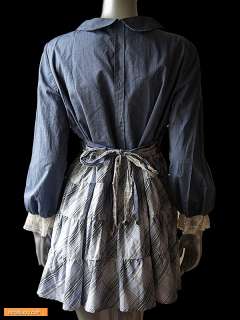 NWT Odd Molly 451 Cotton Cheque 3/4 Sleeve Tunic Shier Ruffle Dress 