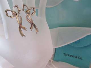 Vintage Tiffany & Co. Bow Ribbon Sterling Silver Earrings  