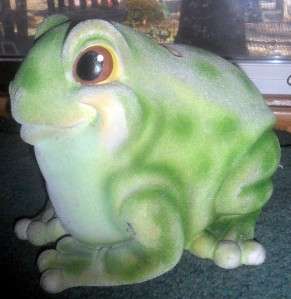 Vintage? Large Fuzzy Smiling Frog Coin Bank NEAT LOOK  