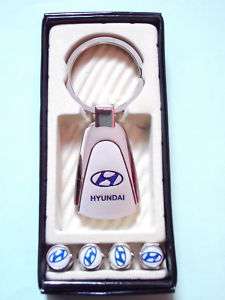HYUNDAI Schlüsselanhänger Logo +4 Ventilkappen Geschenk  