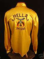 1950s Yellow Satin Embroidered Shriners Western Shirt  