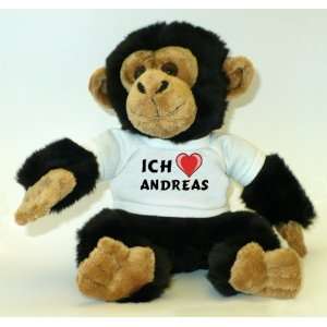   Affe / Schimpanse mit Ich Liebe Andreas T Shirt  Spielzeug