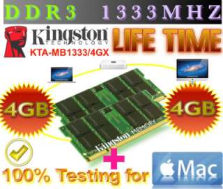 2x4) GB Kingston DDR3 1333 RAM for Macbook Pro, iMAC  