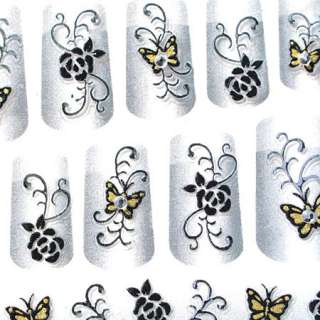 3D Nail Art Sticker Tattoo Schmetterling & Blumen ♥  