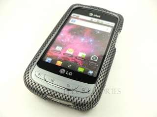 FOR LG PHOENIX THRIVE CARBON FIBER LOOK HARD COVER CASE  