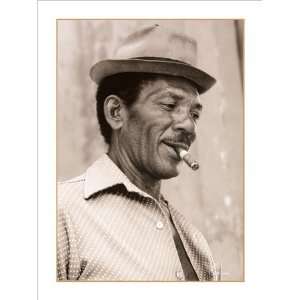 Chat Verre Christophe Tabaco Cuba Kunstdruck schwarz weiss Foto Mann 