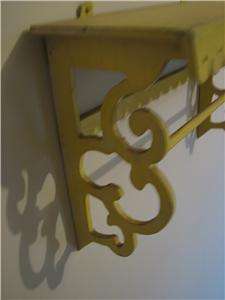 Vintage Shabby Yellow Cottage Shelf with Towel Bar  