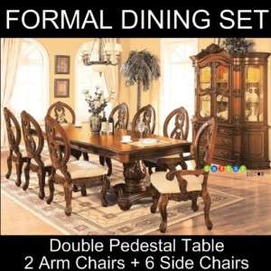 9P Formal Dining Room Set Mahogany Long Table Furniture  