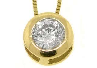 Womens Solitaire Brilliant Round Cut Diamond Pendant 14KT Yellow Gold 