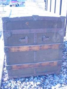 HASKELL BROS CHICAGO VINTAGE STEAMER TRUNK 24 HIGH 38 LONG TWO 