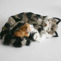 Billig Katzen Shop   Schlafende Katze mit 2 Jungen   Tierminiatur aus 