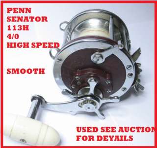 PENN 113H 4/0 HIGH SPEED BIG GAME FISHING REEL USED SEE AUCTION 