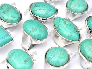 wholesale 25 turquoise natural stone silver rings free  