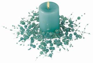 Votive Candle Wreath Ring Blue Green Teal Pearl  